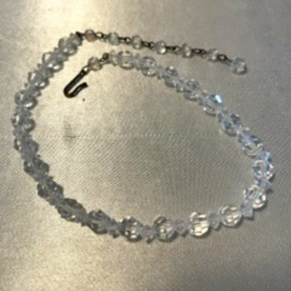 Crystal Moon Stone Geometrical shaped beads with linked clasp Necklace